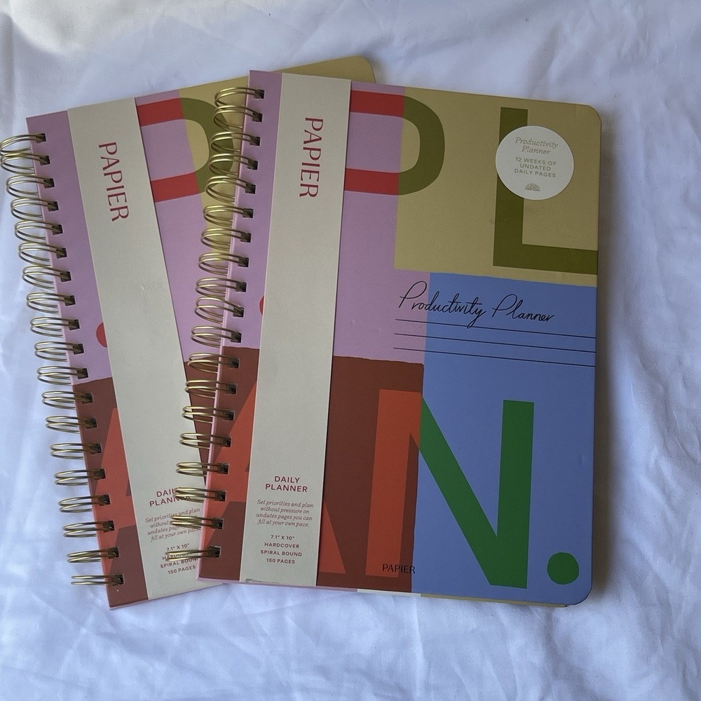 Papier Productivity Planner Spiral Bound Undated Hardcover 7" x 10" 12 Weeks